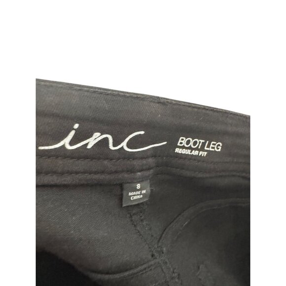 INC Women’s Black Boot Leg Embellished Jeans Size 8 Beaded Rhinestone Detail Str - Picture 6 of 8